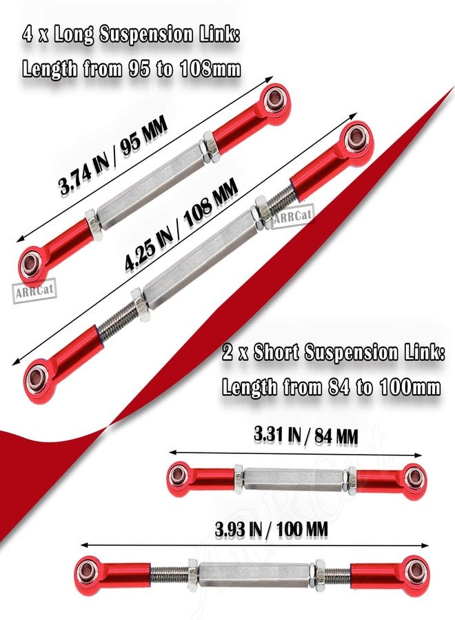 ARRCat Turnbuckles Camber Links Upgrades Parts for Ecx 1/10 2WD Ruckus Axe Brutus Circuit AMP MT AMP DB AMP Crush K&N Torment,6PCS Aluminum Adjustable Turnbuckles,Replace ECX1046,Red - Image 4